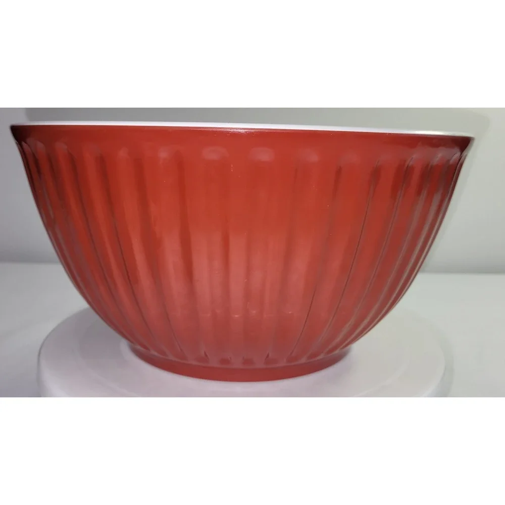 Melamine Mixing Bowl Set Purple Burnt Orange Fluted Ribbed with Lids 2pc
